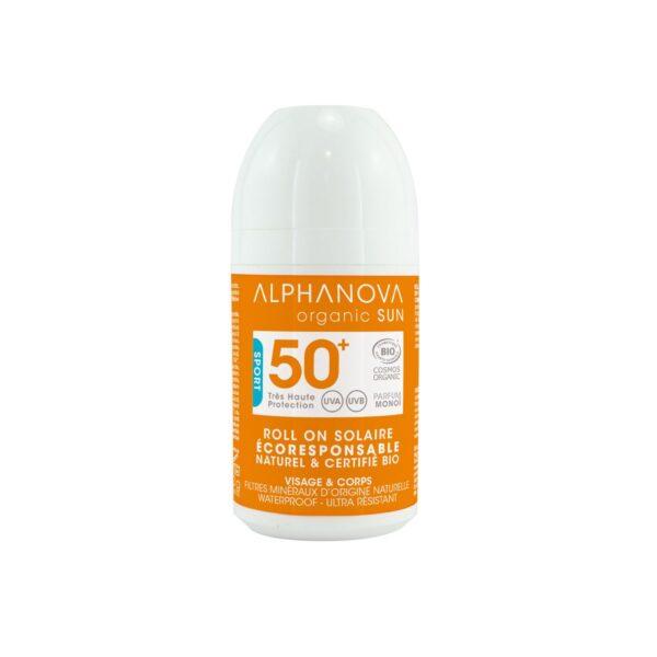 ALPHANOVA SUN SPF50 Sport Extreme orgaaniline mineraalsete filtritega väga veekindel päikesekreem roll-on (50 ml)