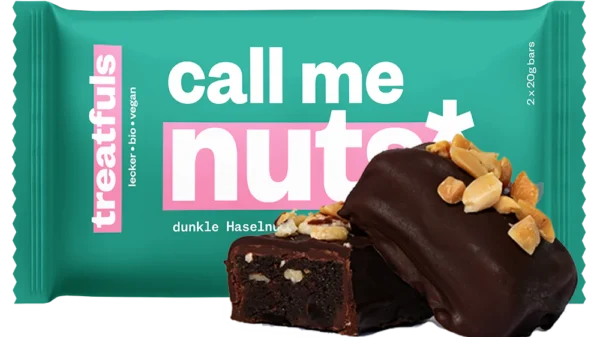 Treatfuls "Call me nuts" tumeda šokolaadiga kaetud veganbatoon (Sarapuupähkel) (40 g)