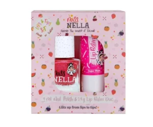 Miss Nella küünelaki ja huulepalsami komplekt - Sugar Plum + Tickle me Pink