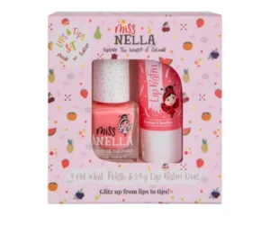 Miss Nella küünelaki ja huulepalsami komplekt - Butter cheeks + Peach Slushie