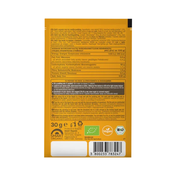 Bett'r orgaaniline gluteenivaba ja magustamata vaniljepudingu pulber (3 portsjonit, 30g) - Image 2