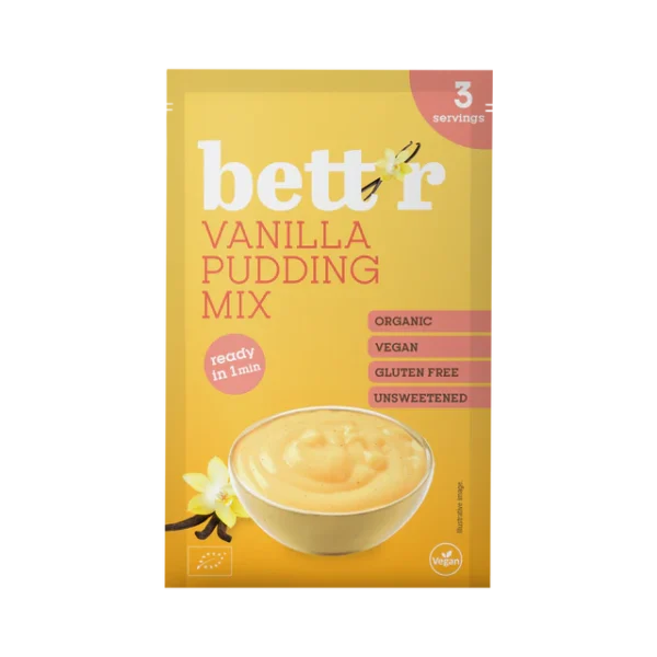 Bett'r orgaaniline gluteenivaba ja magustamata vaniljepudingu pulber (3 portsjonit, 30g)