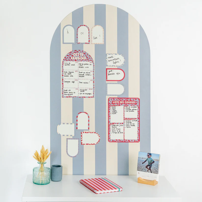 Ferflex® seinale kleebitav magnettahvel Arch (1 m x 58 cm) + värvilised magnetkujundid - Beige Blue - Image 3