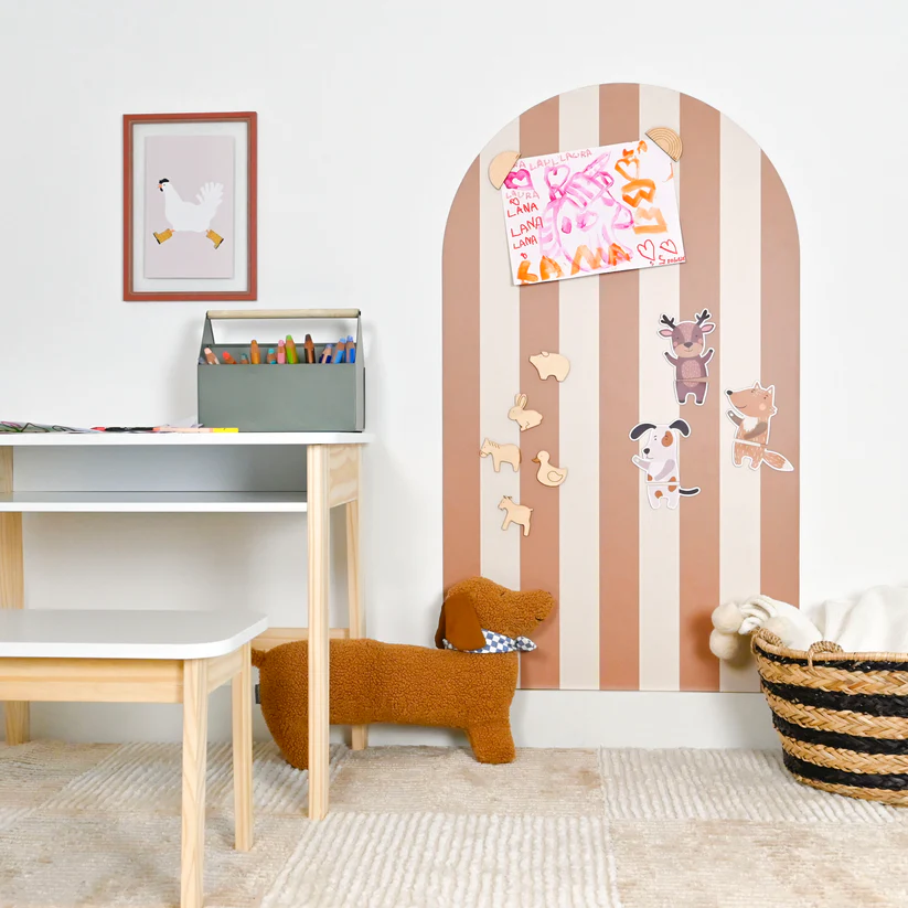 Ferflex® seinale kleebitav magnettahvel Arch (1 m x 58 cm) + värvilised magnetkujundid - Beige Camel - Image 4