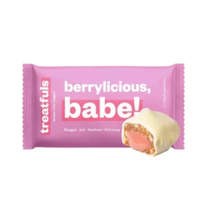 Alternative view of Treatfuls "Berrylicious, Babe!" Valge šokolaadi ja vaarika veganbatoon täidisega (40g)