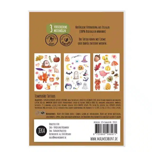 JEKA ajutised tätoveeringud lastele (3 lehte) - Autumn - Image 2