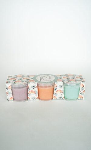 MICI plastiliin 3 tk komplekt - (Lilla, virsikuoranž, pastellsinine)