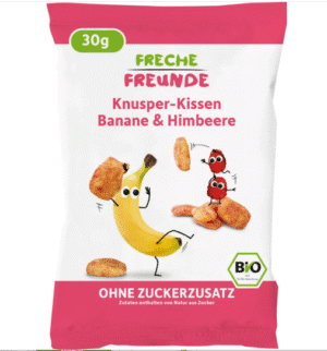 Freche Freunde krõbedad padjakesed banaani ja vaarikaga (30g)