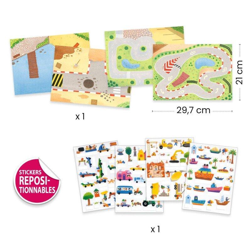 Djeco kleepsulooming - Korduvkasutatavad 3D kleebised - Sõidukid - Image 3