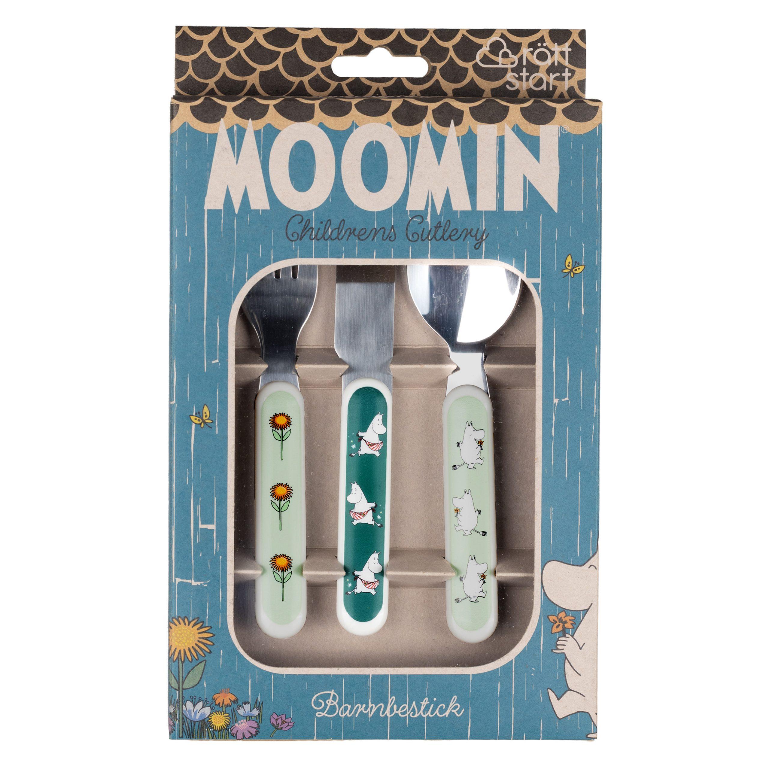 Rätt Start 3-osaline söögiriistade komplekt - Muumi niidul (roheline)
