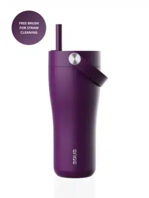 EQUA roostevabast terasest kaasaskantav kõrrega termospudel Carry Cup - Mulberry (600 ml)